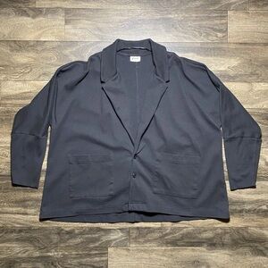 Pact Womens Organic Cotton Airplane Blazer Sz XXL Black Jacket Relaxed Casual